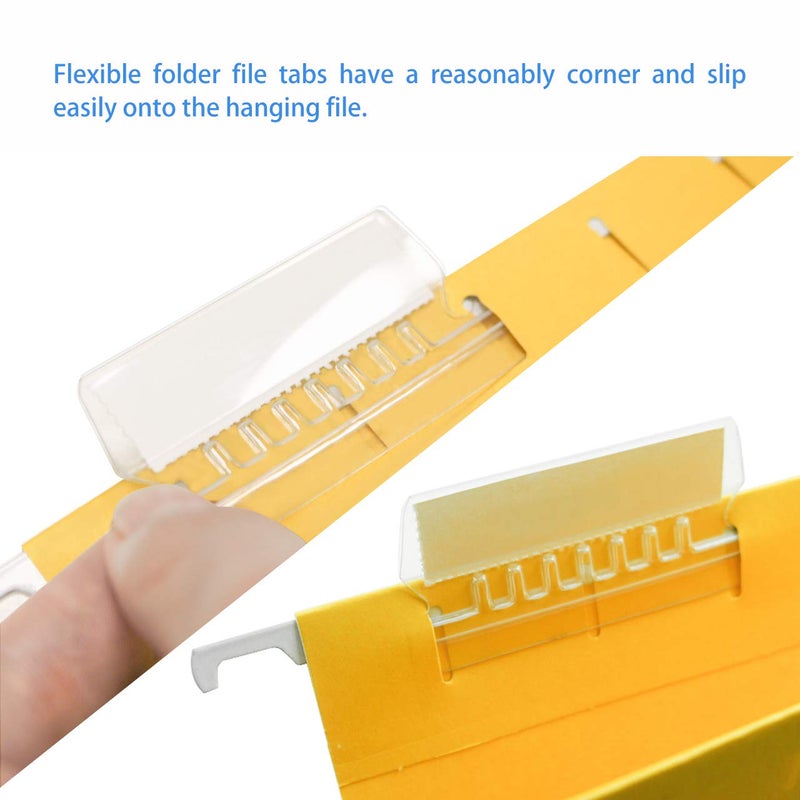 JIKIOU 210pcs Hanging File Folder Tabs and 210pcs Blank 2inch Inserts per Pack for Quick Identification of Hanging Files, Easy to Read, Clear - Image 3